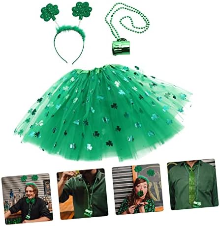 1Set St Patricks Day Costume Headband Tutu Skirt Necklace Party Accessories