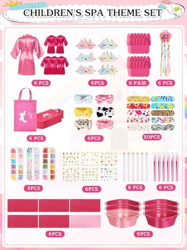 Suhine 6 Set Spa Party Supplies for Girls Kids