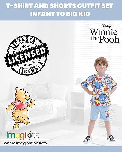 Disney Mickey Mouse Eeyore Donald Duck Pluto Winnie The Pooh Piglet Tigger Graphic T-Shirt and Shorts Set for Kids