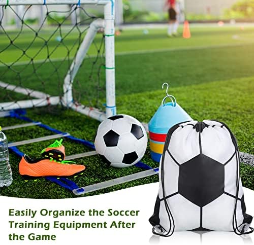 Reginary 18 Pcs Soccer Drawstring Bag and 18 Pcs Soccer Bracelet Set