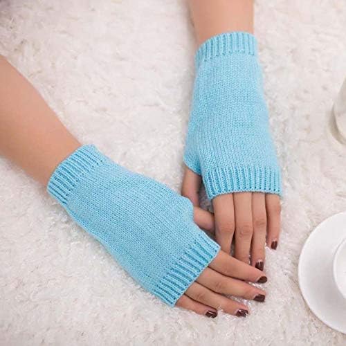 Half Finger Elbow Knitted Gloves Warm Winter Crochet Stretchy Fingerless Gloves for Typing and Driving