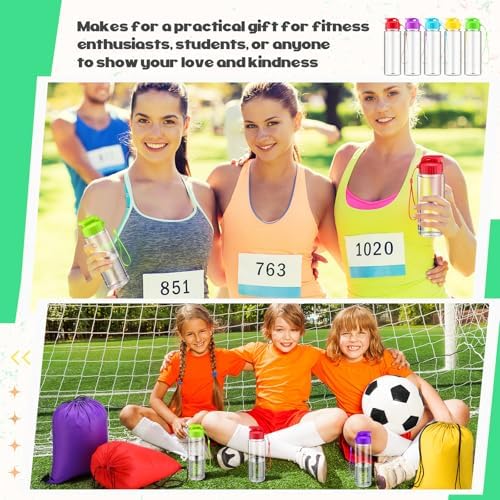 60 Piece Plastic Water Bottle and Drawstring Backpack Set