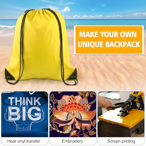 KUUQA 20Pcs Yellow Drawstring Bags for Sports Gym Travel