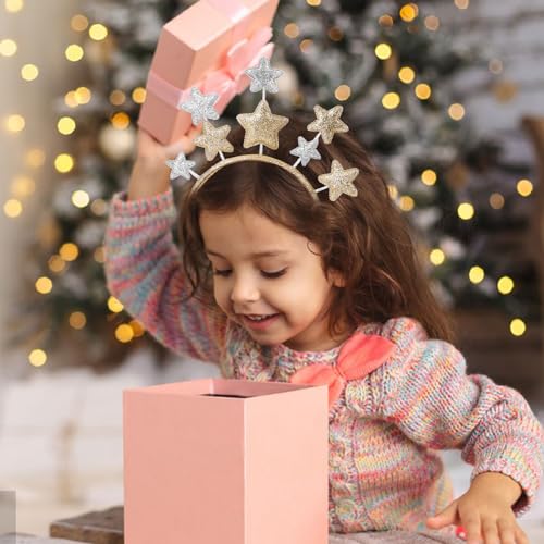 Star Headband 2 Pieces Gold and Silver Star Hair Hoops Party Festival Holiday Birthday Hair Accessories One Size