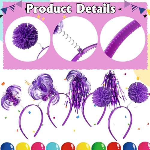 Censen 24 Pcs Pom Pom Headband Set Halloween Costume Headwear