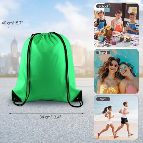 KUUQA 40Pcs Green Drawstring Backpack Storage Bags