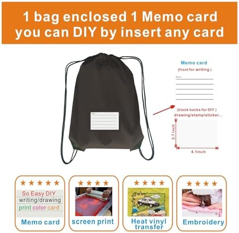 Drawstring Backpack Bulk 30 Packs Gym Travel Sports Bag with Memo Card
