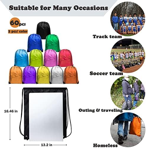 60 Pack Heavy Duty Drawstring Backpacks for Sports and Events