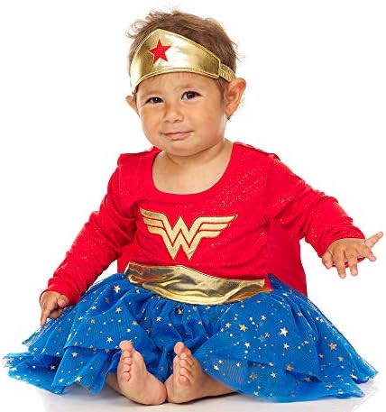 DC Comics Baby Wonder Woman Dress with Tiara and Cape Red Blue 18 Months