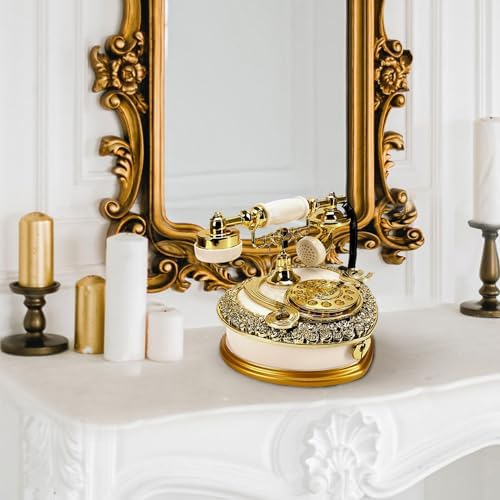 Big Vintage Telephone Jewelry Box with Drawer - Heart Shaped Trinket Music Box with Retro Dial