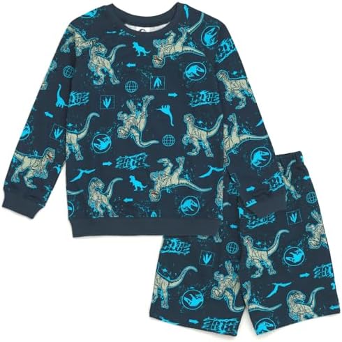 Jurassic World Blue Graphic Sweatshirt and Bike Shorts Set for Kids