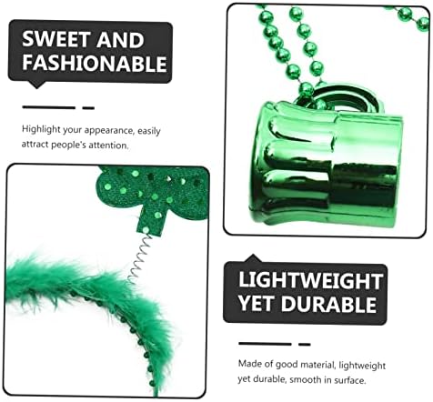 Patricks Day Headband Set with Tutu Skirt and Bead Necklace