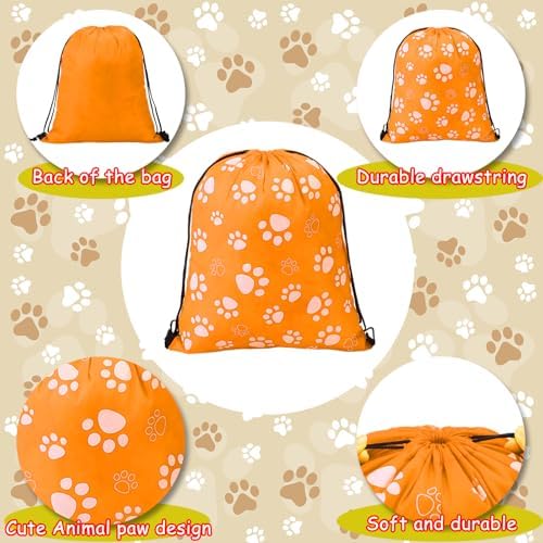 Blosssound 18 Pcs Large Paw Print Drawstring Bags