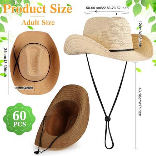 Unittype Adult Cowboy Hat Bulk Western Party Straw Hat Unisex Set