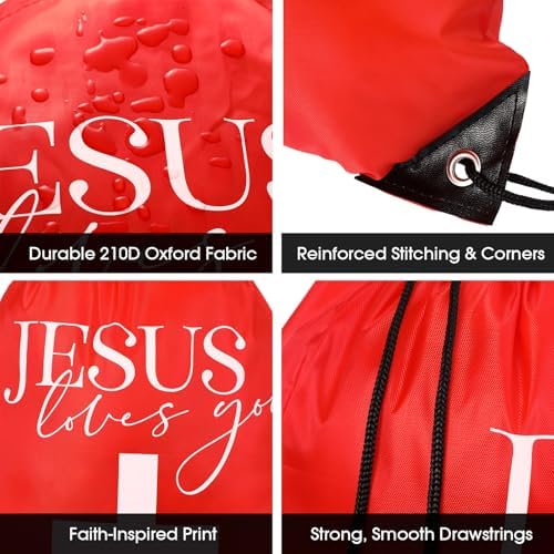 24 Pcs Red Christian Drawstring Bags VBS Gifts