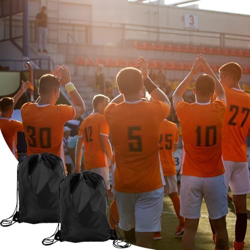 Prasacco 2 Pcs Drawstring Backpack Black for Men Women Sports Gym Travel Swimming Beach