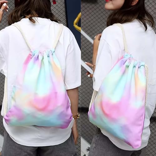 12 Pcs White Tie Dye Drawstring Tote Bags Set