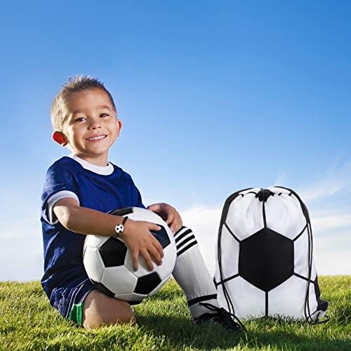 Reginary 18 Pcs Soccer Drawstring Bag and 18 Pcs Soccer Bracelet Set