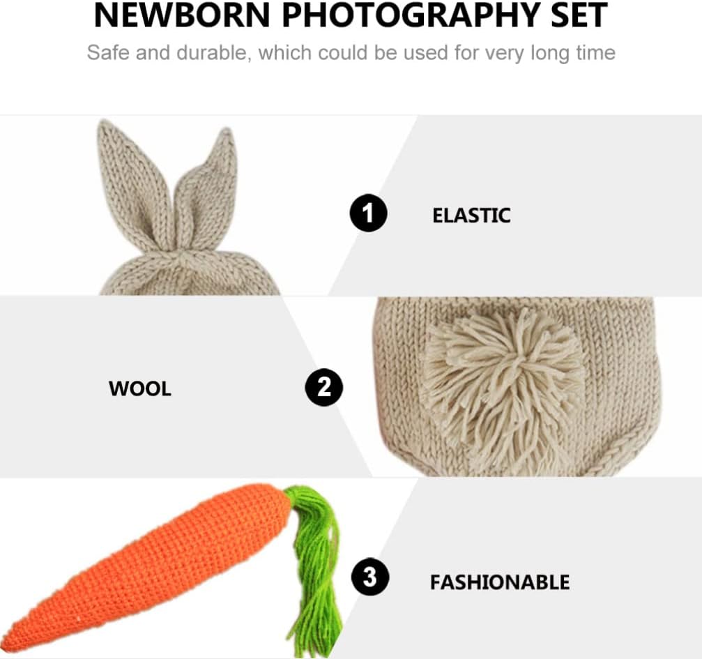 Kisangel Newborn Baby Boy Girl Easter Bunny Crochet Costume Hat Diaper Accessory Set