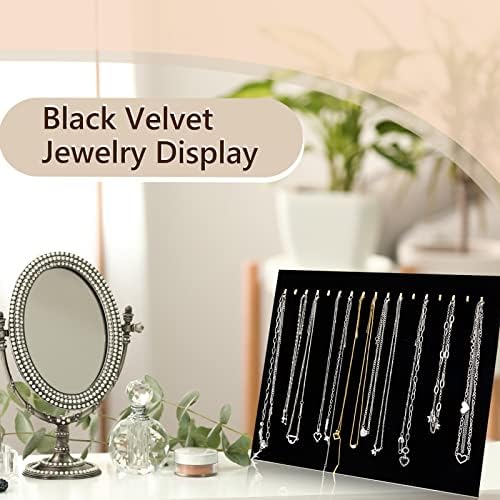Juexica 4 Pack Velvet Necklace Display Stands with 17 Hooks
