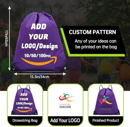Custom Drawstring Backpacks with Logo and Design Purple
