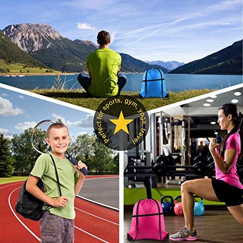 Kuuqa 16Pcs Drawstring Backpack with Zipper Pocket Cinch Sack Bulk String Bags