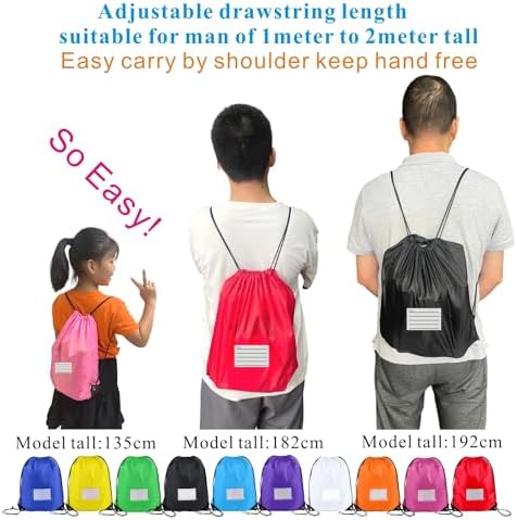 Drawstring Backpack Bulk 30 Packs Gym Travel Sports Bag with Memo Card