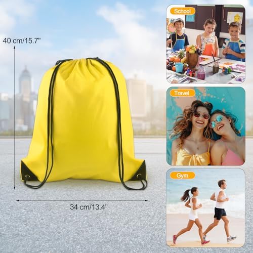 KUUQA 20Pcs Yellow Drawstring Bags for Sports Gym Travel