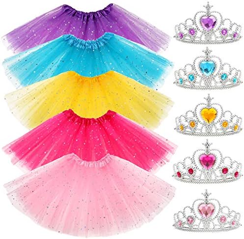 Yocharm 10pcs Multicolored Princess Crown Tiara Ballet Tutu Accessories for Girls Party Favors