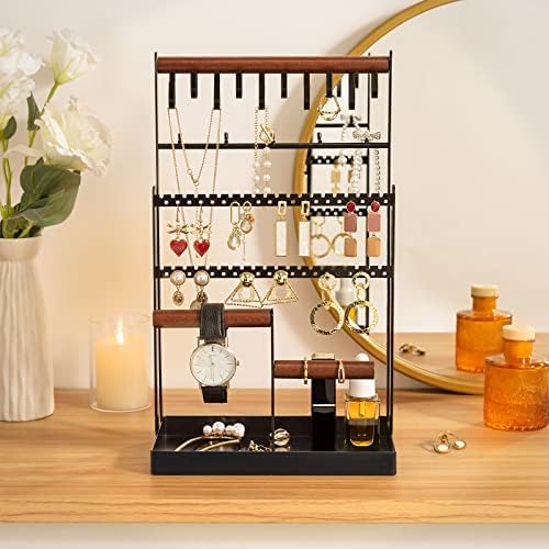 ProCase 6 Tier Jewelry Stand with 15 Hooks - Black