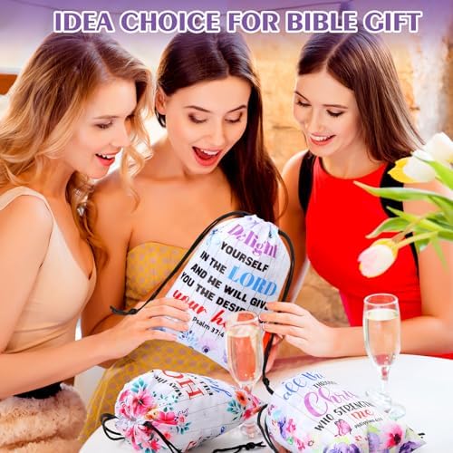Aliceset 36 Pcs Drawstring Bible Verse Bags for Baptism and Religious Events