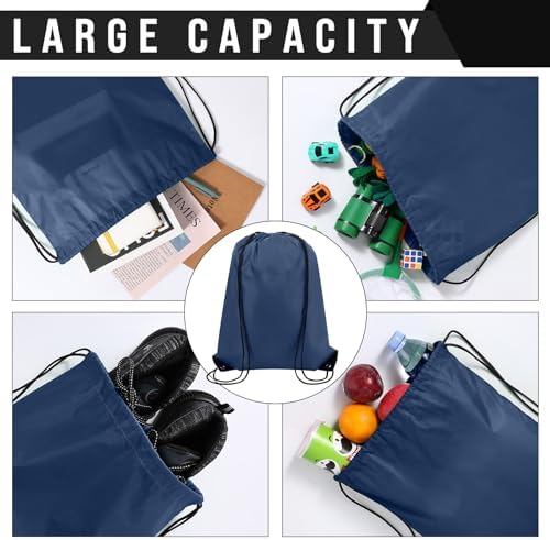 Silkfly 100 Pack Drawstring Backpacks Navy Blue
