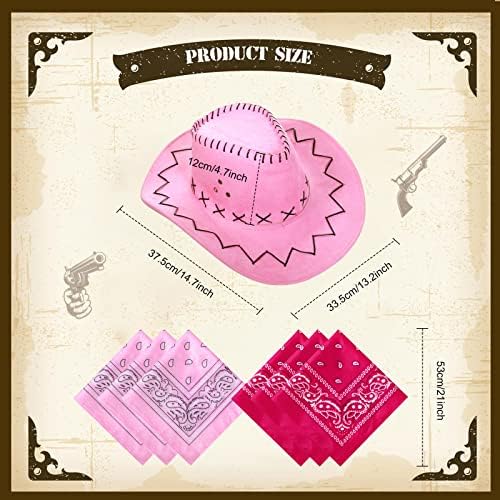 Zhanmai 12-Pack Western Cowboy Hat and Bandanna Set