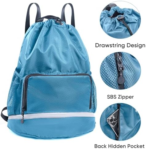 VIGEGARI Swim Essentials Drawstring Gym Bag for Kids and Adults