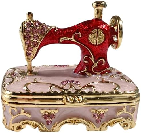 Pink Rhinestone Sewing Machine Ornament with Magnetic Closure