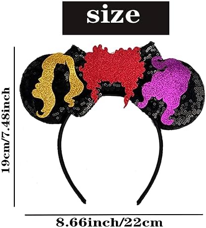 Atvscay Halloween Witch Headband with Mouse Ears