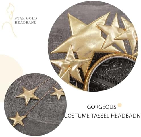 Yean Giant Star Headband Gold Goddess Halo Hair Band Festival Star Headdress for Women and Girls