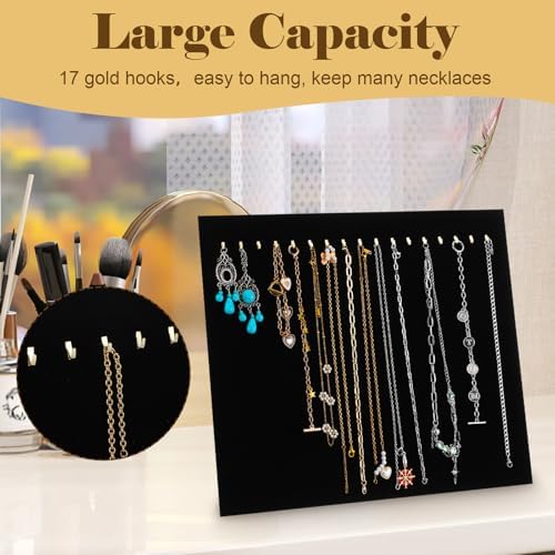 3 Pack Black Velvet Jewelry Display Stands with 17 Hooks