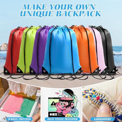 WSBArt Drawstring Backpack 12 Pcs Bulk Waterproof Gym Bag