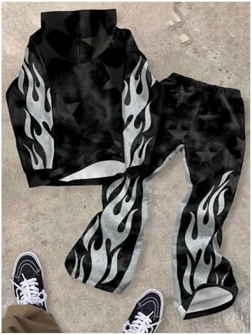 Boys 2 Piece Star Letter Graphic Hoodie and Sweatpants Set