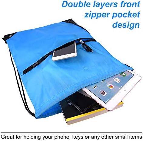 KUUQA 12Pcs Drawstring Gym Bag with Zipper Pocket