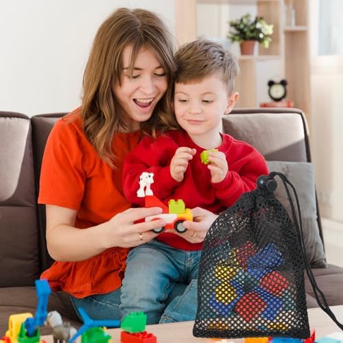 6 Pcs Small Drawstring Mesh Bags Black Portable Travel Storage Pouches