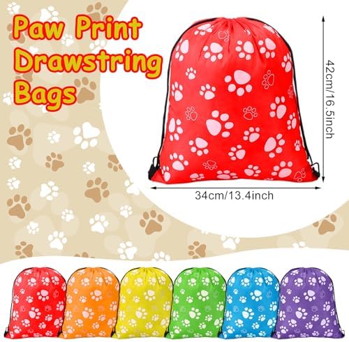 Blosssound 18 Pcs Large Paw Print Drawstring Bags