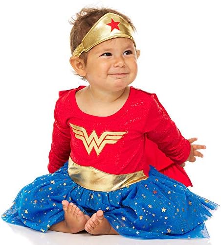 DC Comics Baby Wonder Woman Dress with Tiara and Cape Red Blue 18 Months
