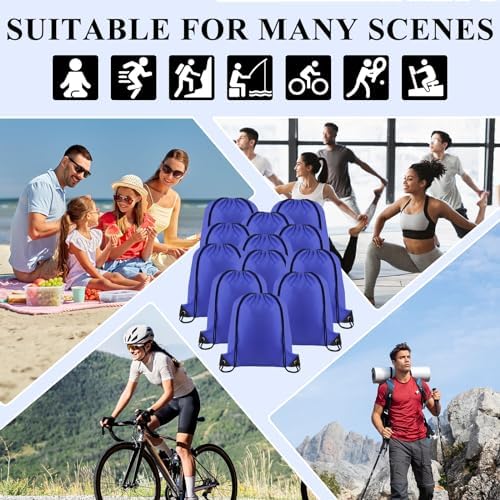 NACHLYNN Royal Blue Drawstring Backpack Bulk 12 Pieces