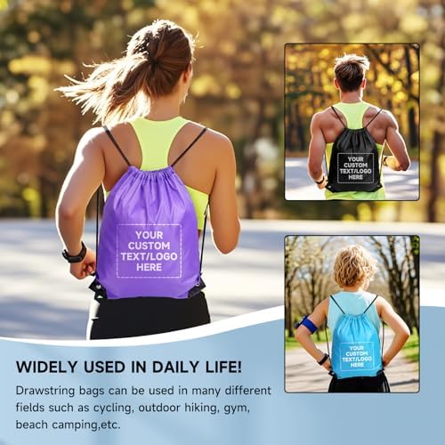 Custom Drawstring Bags with Logo 100 Pack Gym Travel Backpacks