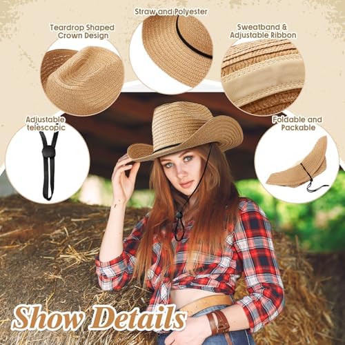 Coume 24 Piece Cowboy Hat and Bandana Set for Summer Halloween Parties