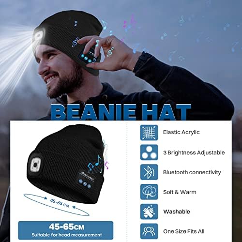 Bosttor Bluetooth Beanie with LED Light and Headphones