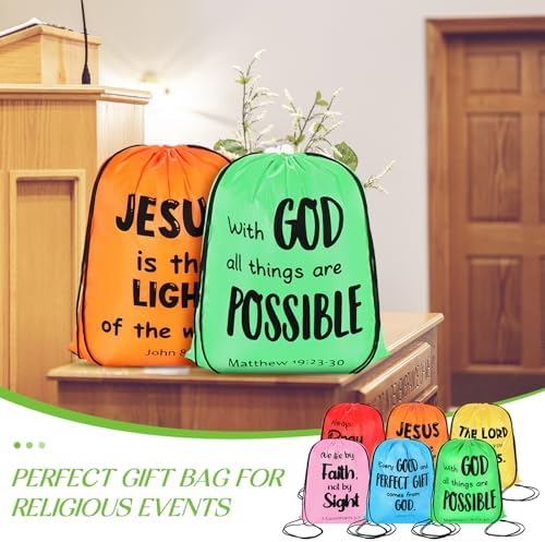 30 Pcs Christian Drawstring Backpacks for Church Gifts