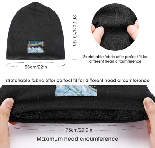 Thick Fleece Lined Winter Beanie Hat for Men Women